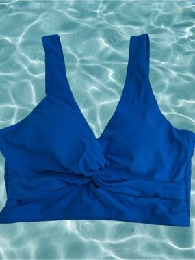 Women's Knot-Front Blue Tank Top